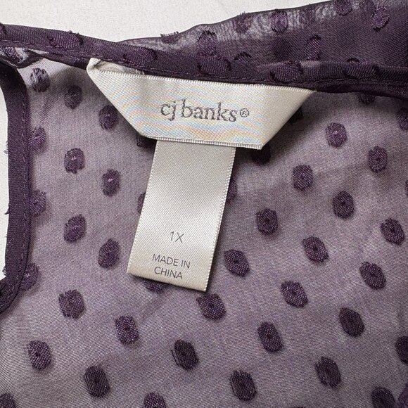 CJ Banks Womens Blouse Size 1X Purple Lace Sheer Boho Fairy Whimsigoth - Picture 6 of 12